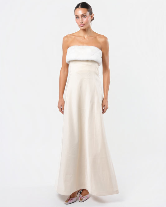 Faux Fur Trimmed Gown