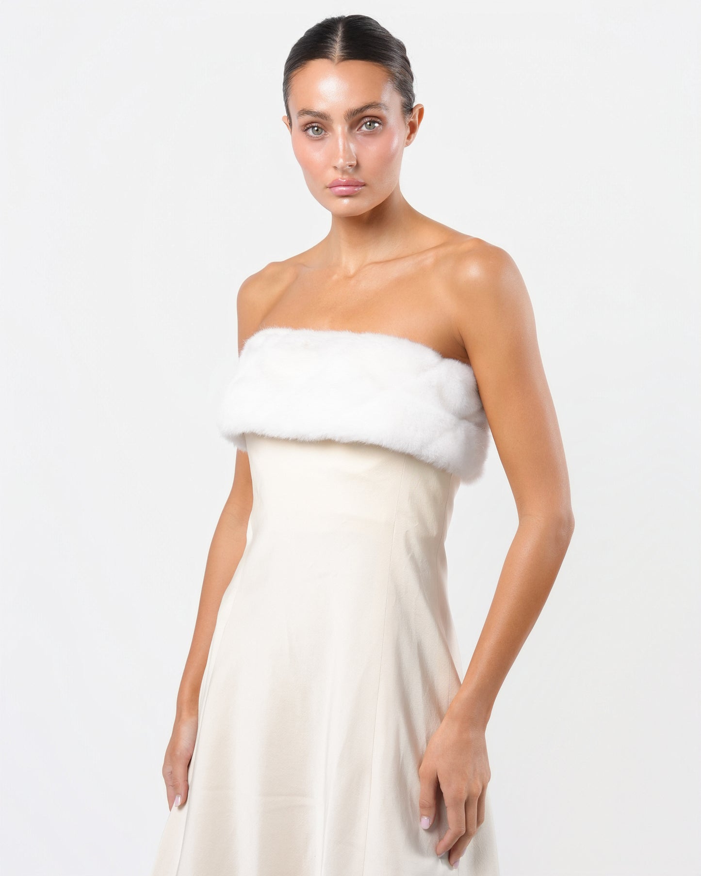 Faux Fur Trimmed Gown