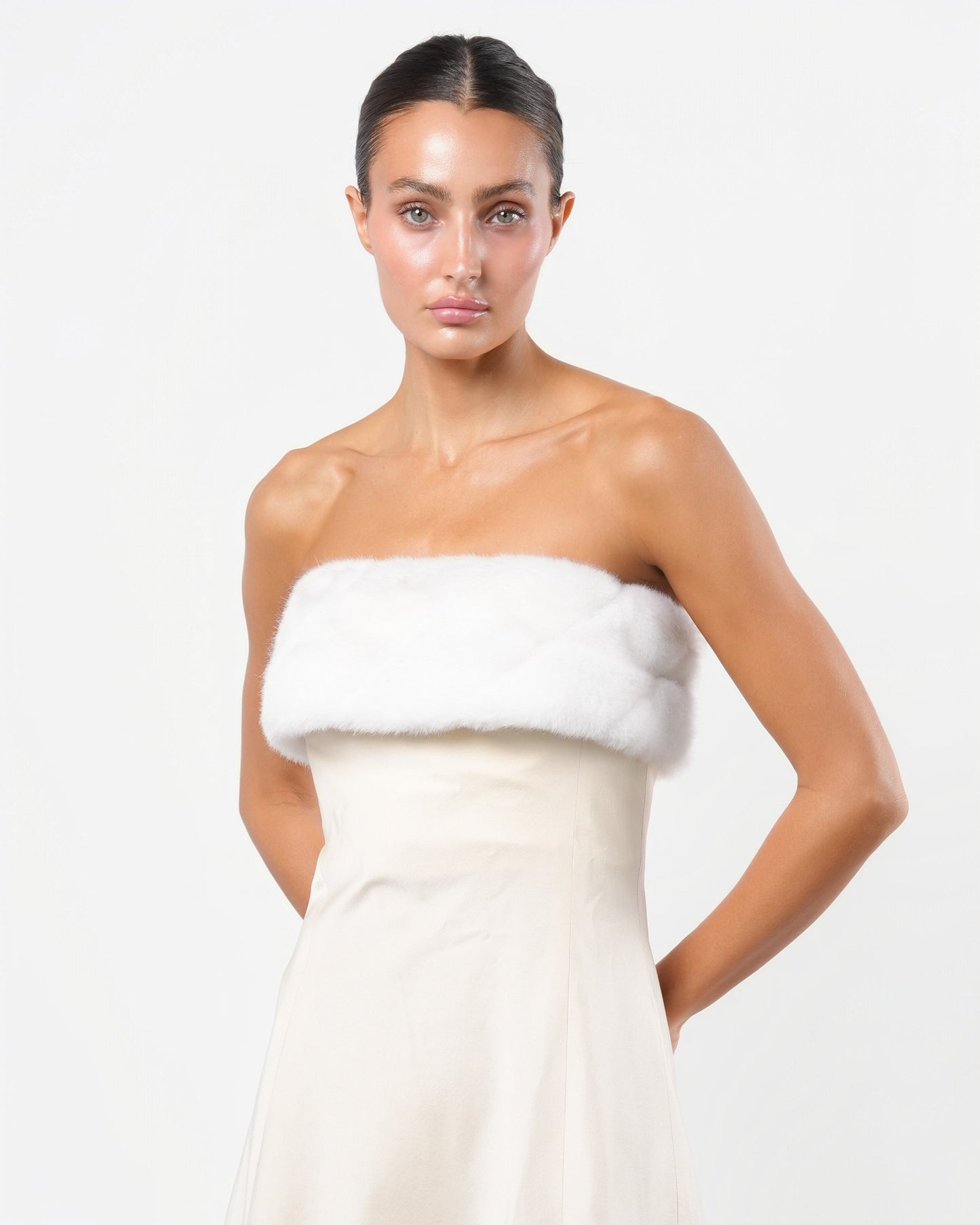 Faux Fur Trimmed Gown