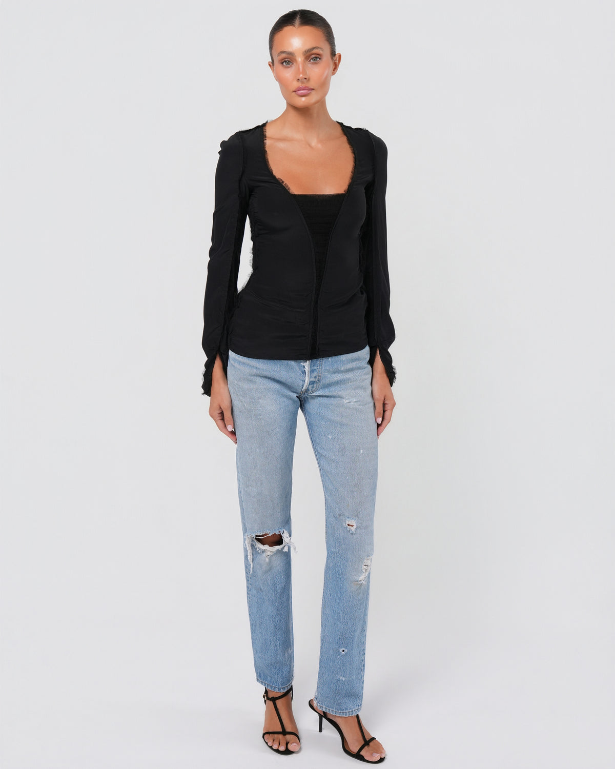 Tom Ford Era FW 2002 Raw Edge Silk Top