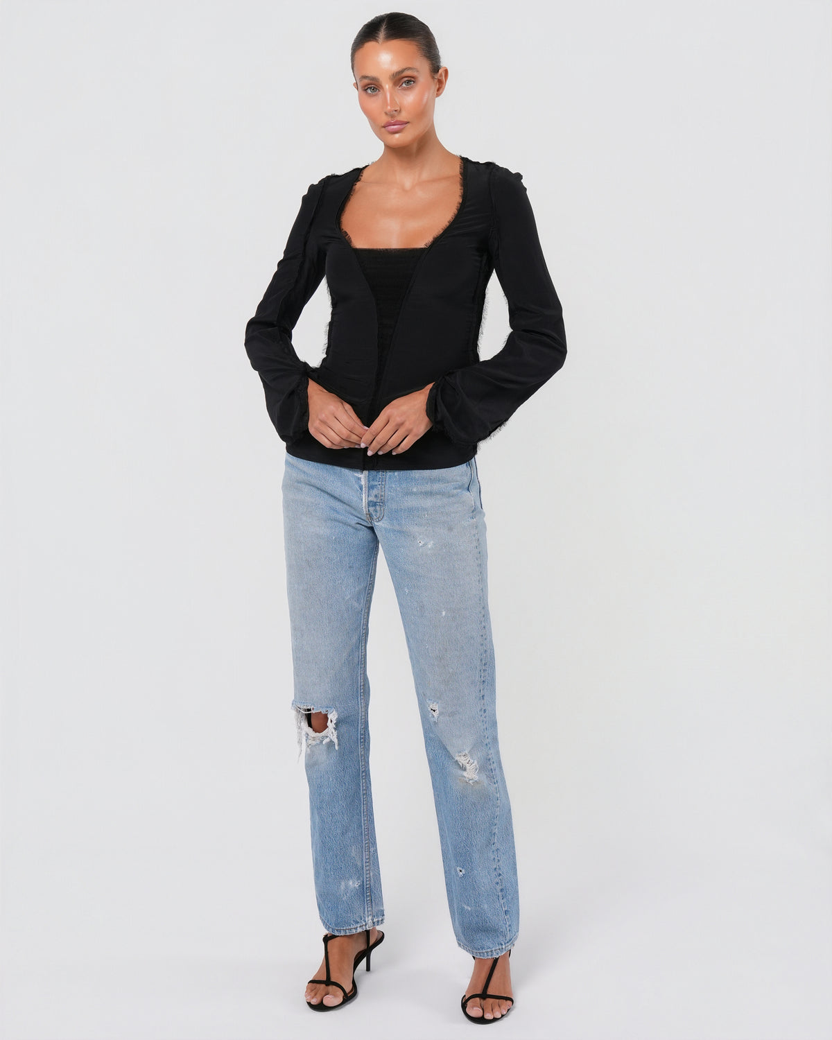 Tom Ford Era FW 2002 Raw Edge Silk Top