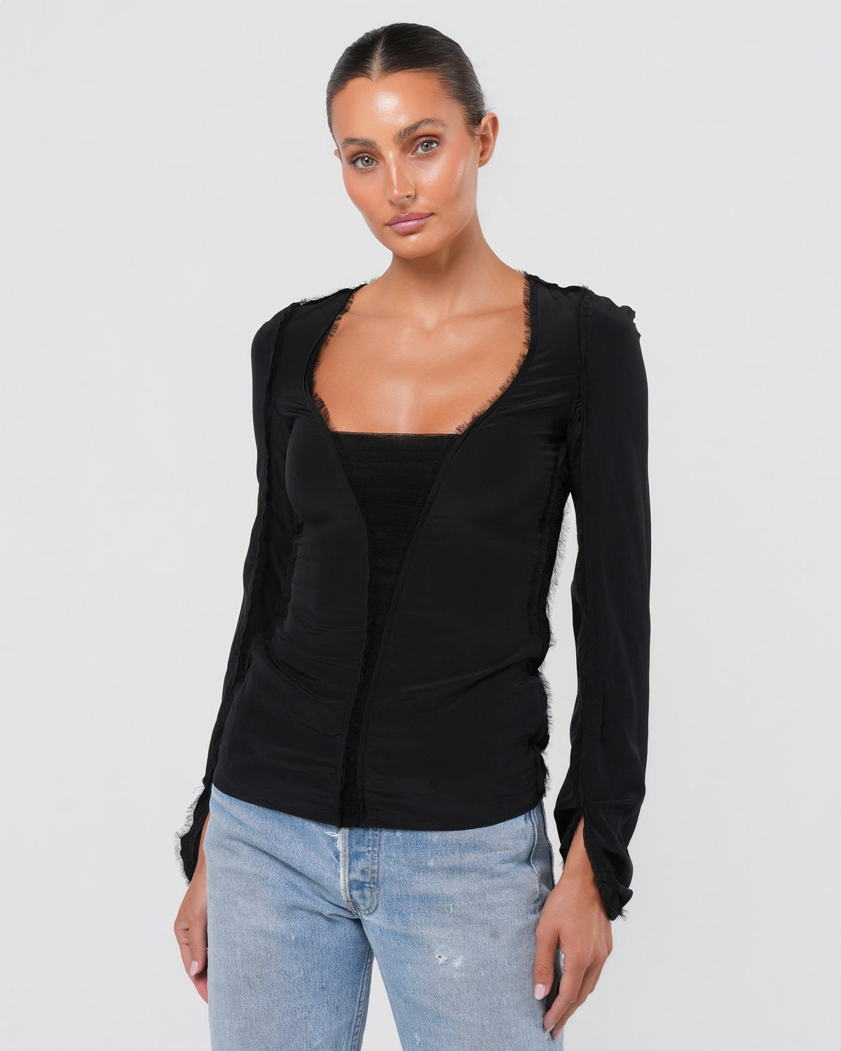 Tom Ford Era FW 2002 Raw Edge Silk Top