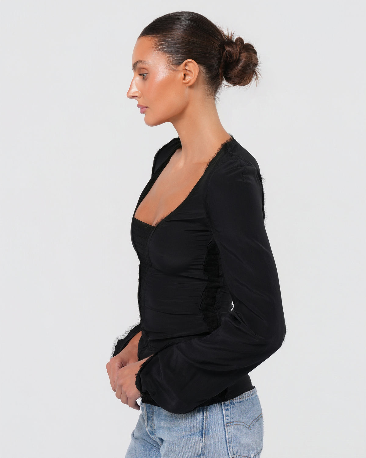 Tom Ford Era FW 2002 Raw Edge Silk Top