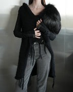 Rick Owens Fur Detail Silver Embellished Sweater