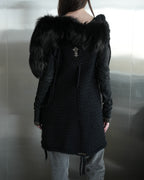 Rick Owens Fur Detail Silver Embellished Sweater