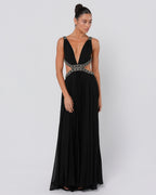 Chain Embellished Cutout Gown