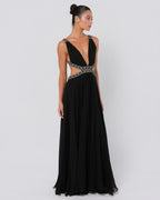 Chain Embellished Cutout Gown