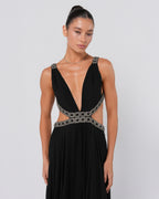 Chain Embellished Cutout Gown