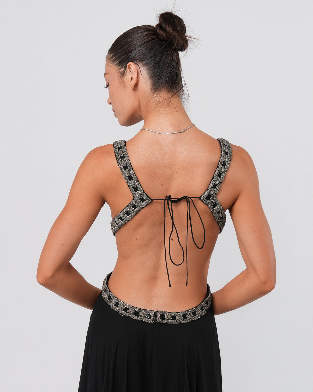 Chain Embellished Cutout Gown