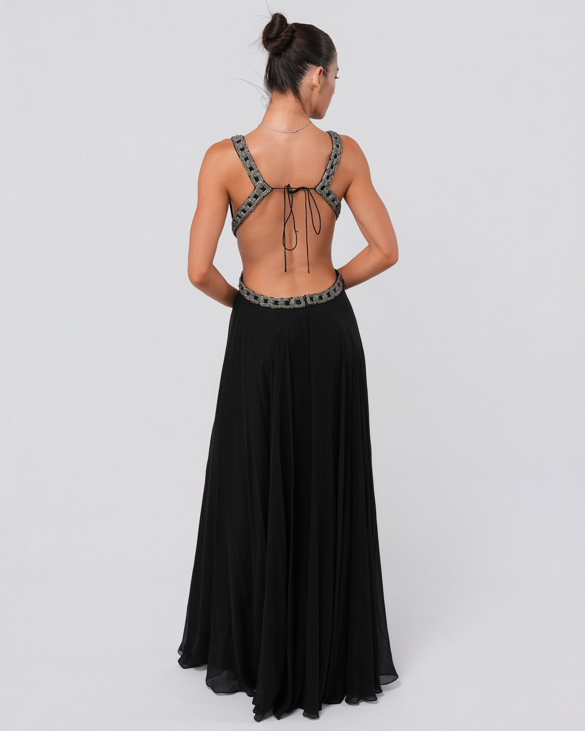 Chain Embellished Cutout Gown