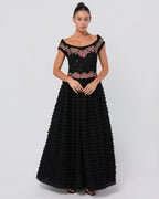 SS 2001 Beaded Ruffled Gown