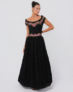 SS 2001 Beaded Ruffled Gown