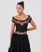 SS 2001 Beaded Ruffled Gown