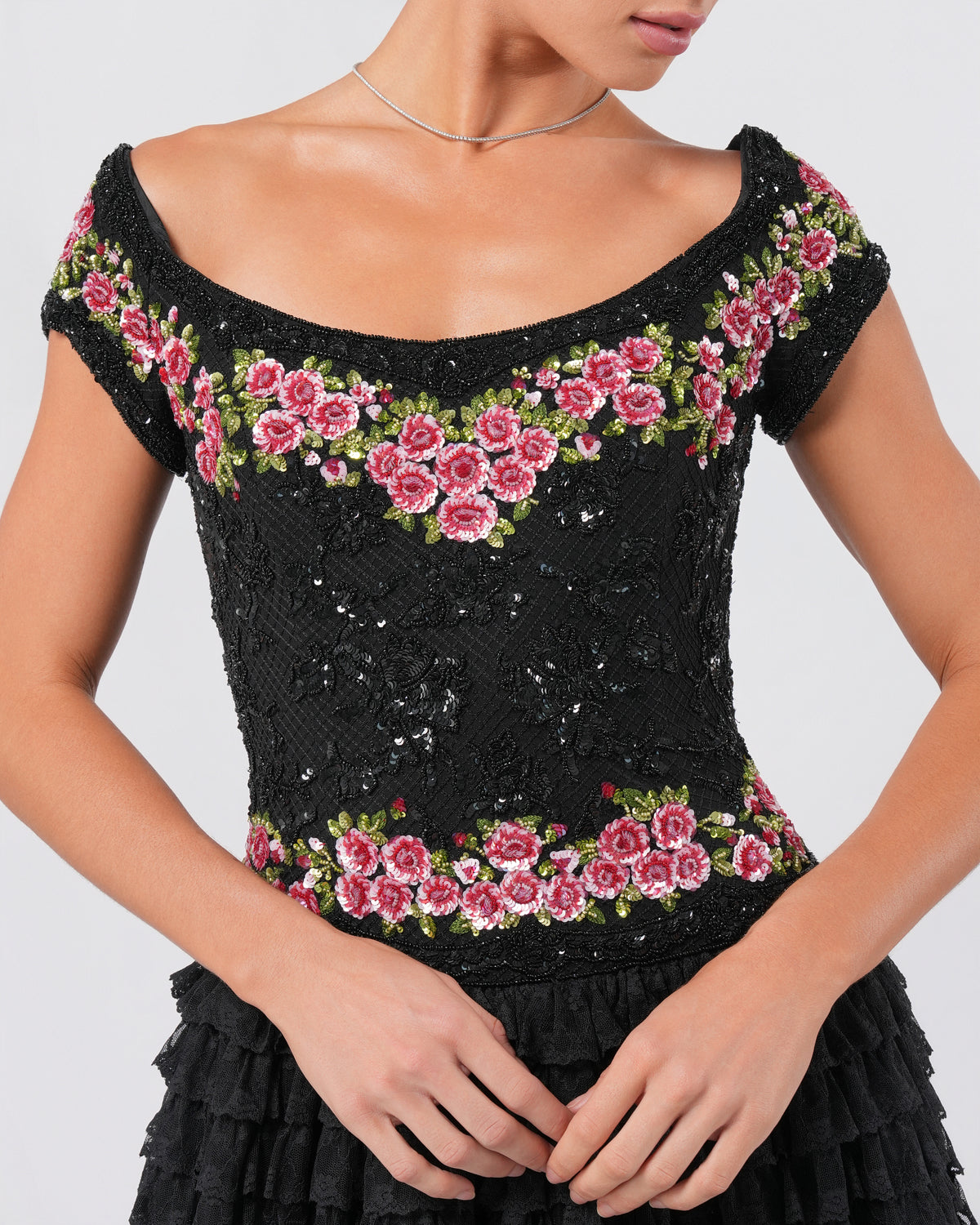 SS 2001 Beaded Ruffled Gown