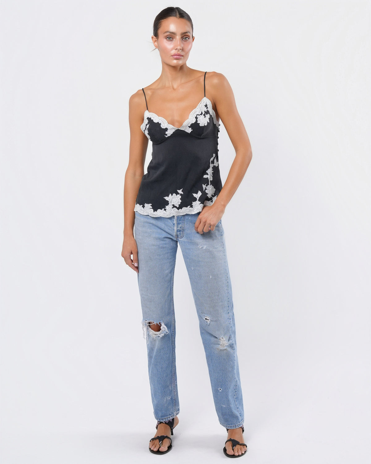 FW 1998 Silk and Lace Tank Top