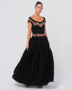 SS 2001 Beaded Ruffled Gown