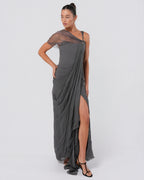 FW 2006 Gray Silk Chiffon Draped Gown