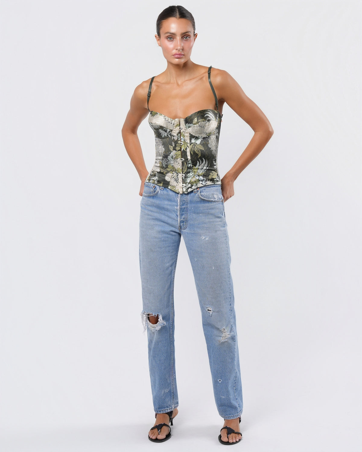 FW 2001 Lace Up Brocade Corset