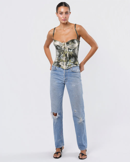 FW 2001 Lace Up Brocade Corset