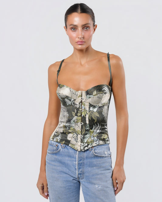 FW 2001 Lace Up Brocade Corset