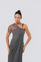 FW 2006 Gray Silk Chiffon Draped Gown