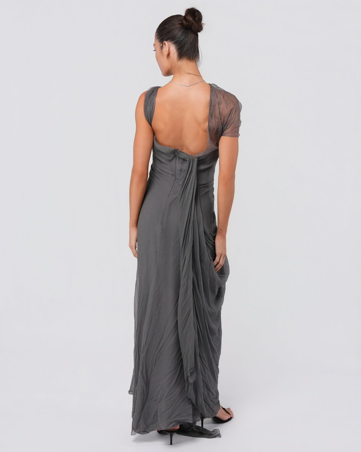 FW 2006 Gray Silk Chiffon Draped Gown