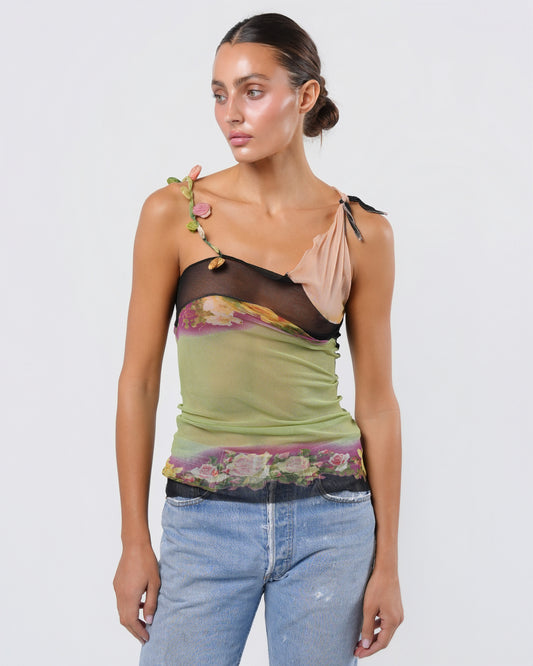 SS 2001 Mesh Top with Floral Detail