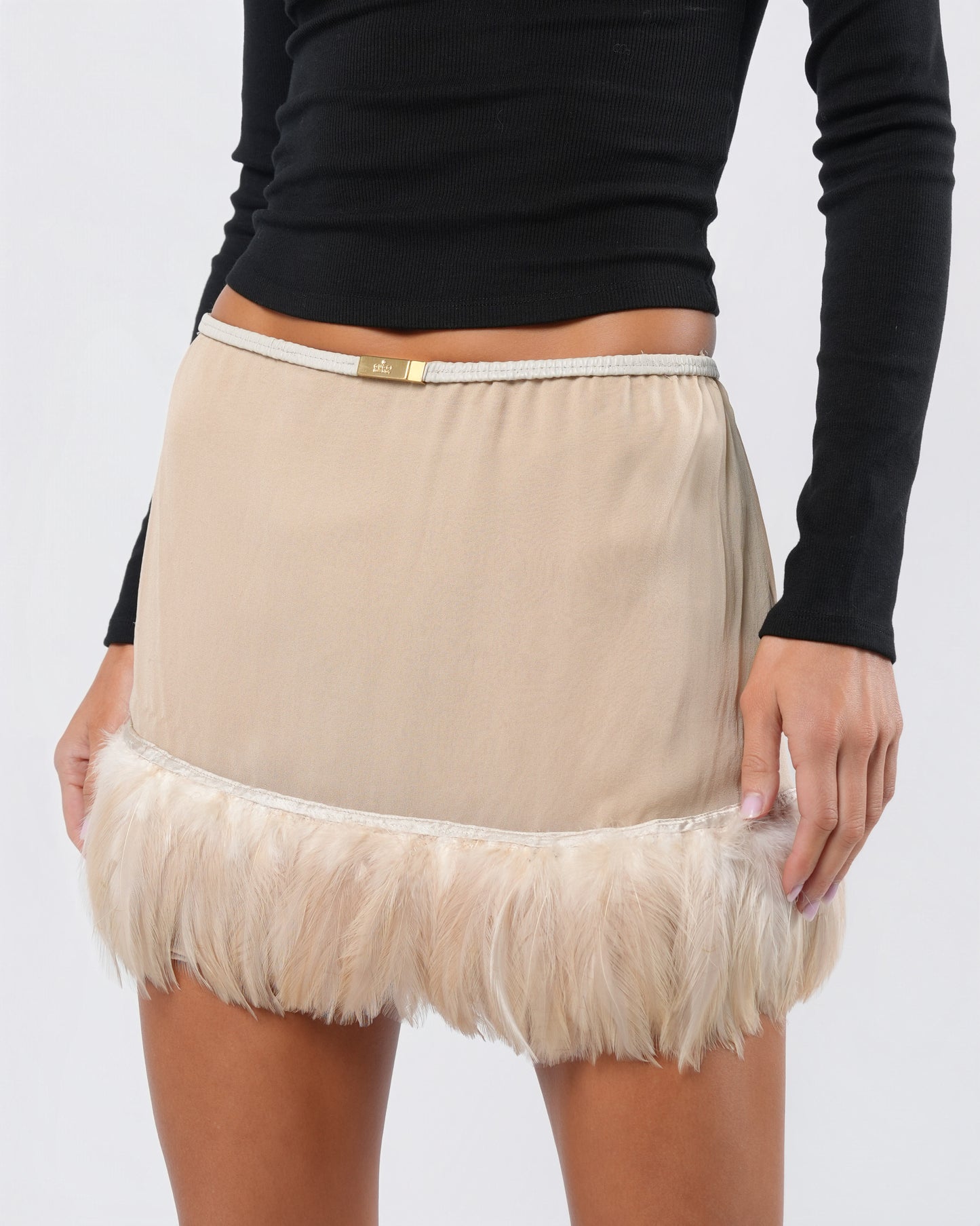 Tom Ford SS 1999 Feather Trim Skirt