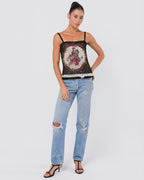 Sparkly Cherub Print Shirt With Fur Trim