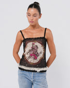 Sparkly Cherub Print Shirt With Fur Trim