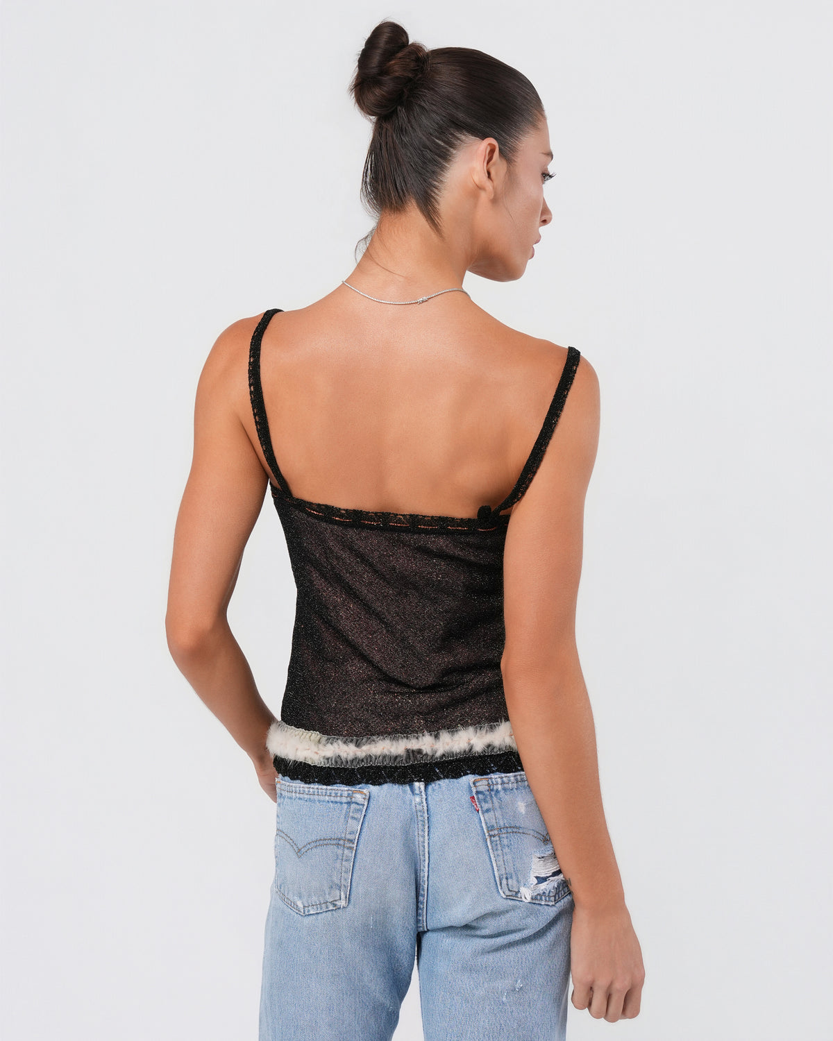 Sparkly Cherub Print Shirt With Fur Trim