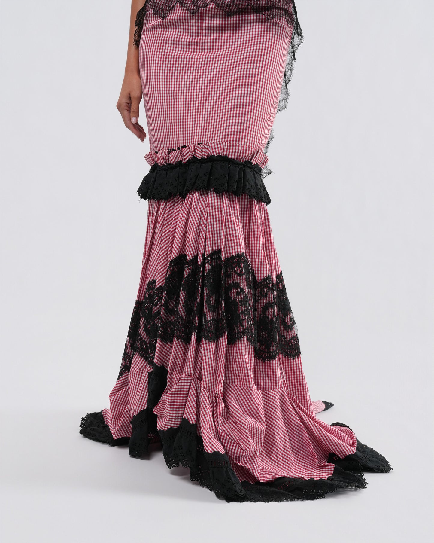 SS 2006 Gingham And Lace Runway Gown