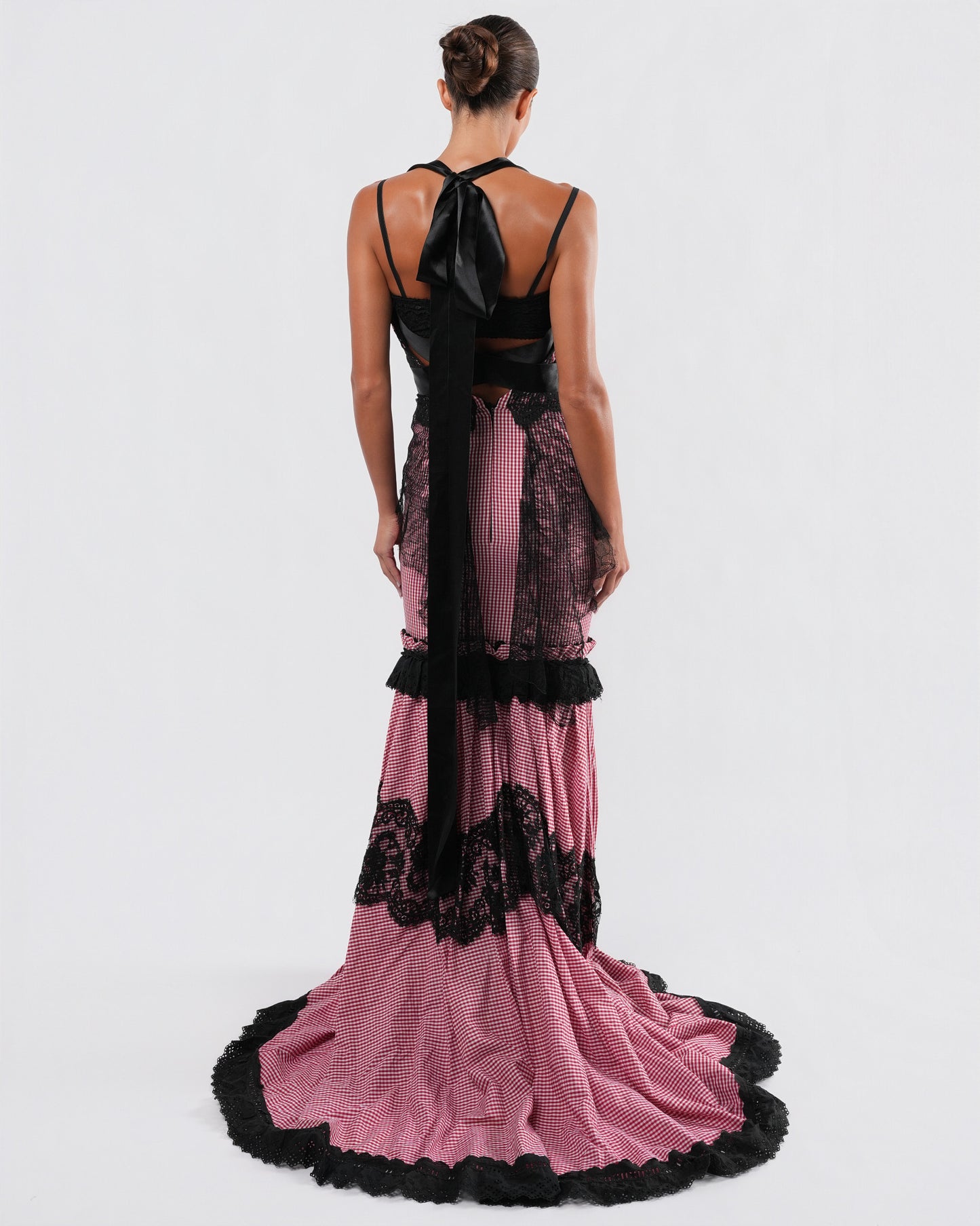 SS 2006 Gingham And Lace Runway Gown