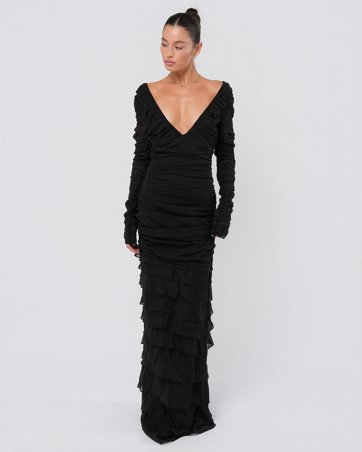SS 2003 Silk Ruched Backless Gown