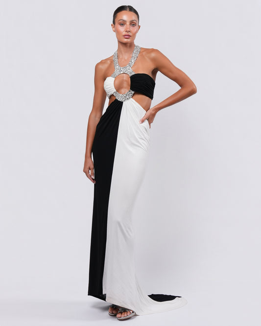 c. 1990s Embellished Bicolor Gown