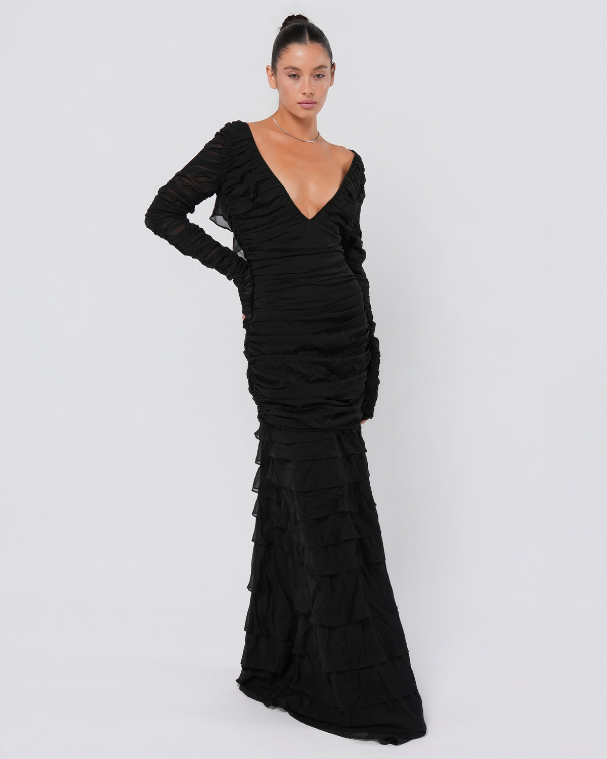 SS 2003 Silk Ruched Backless Gown