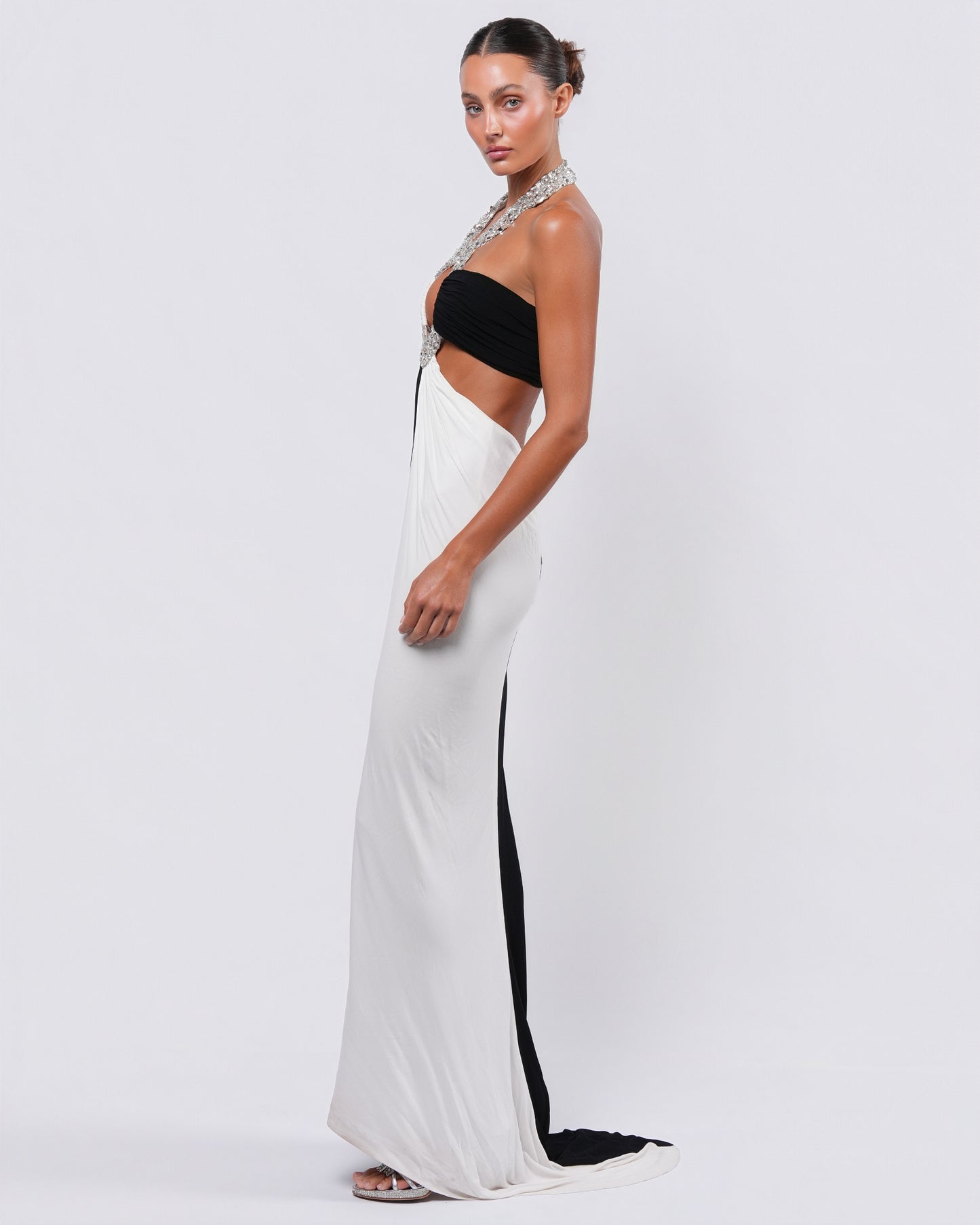 c. 1990s Embellished Bicolor Gown