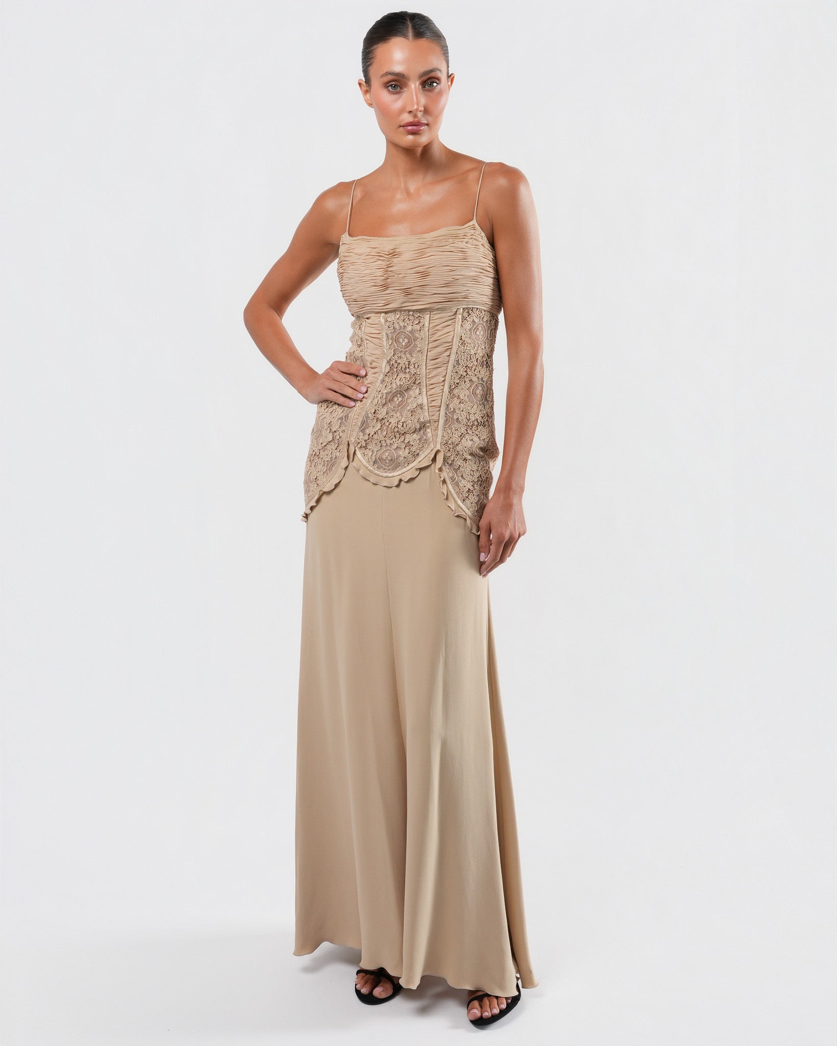 SS 2002 Silk And Lace Runway Gown – Justin Reed