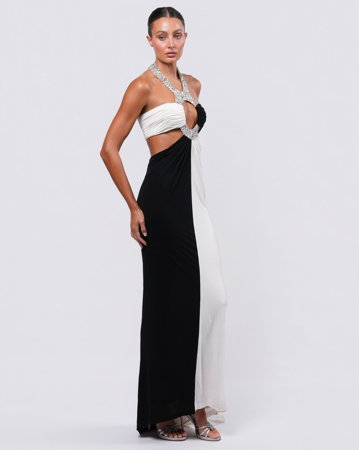 c. 1990s Embellished Bicolor Gown