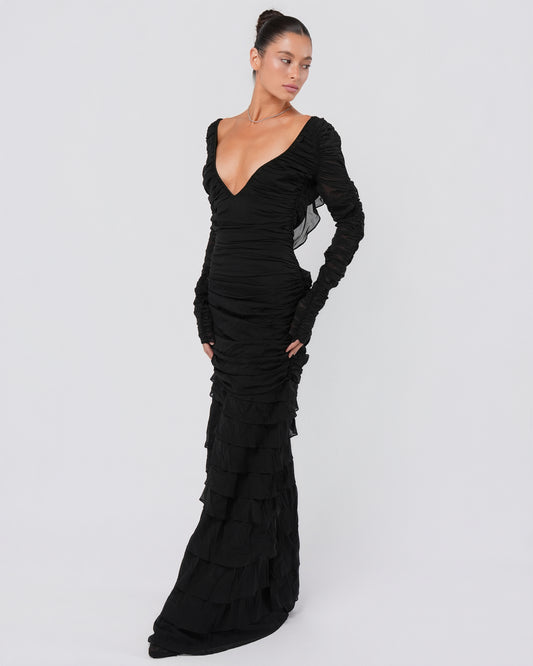 SS 2003 Silk Ruched Backless Gown