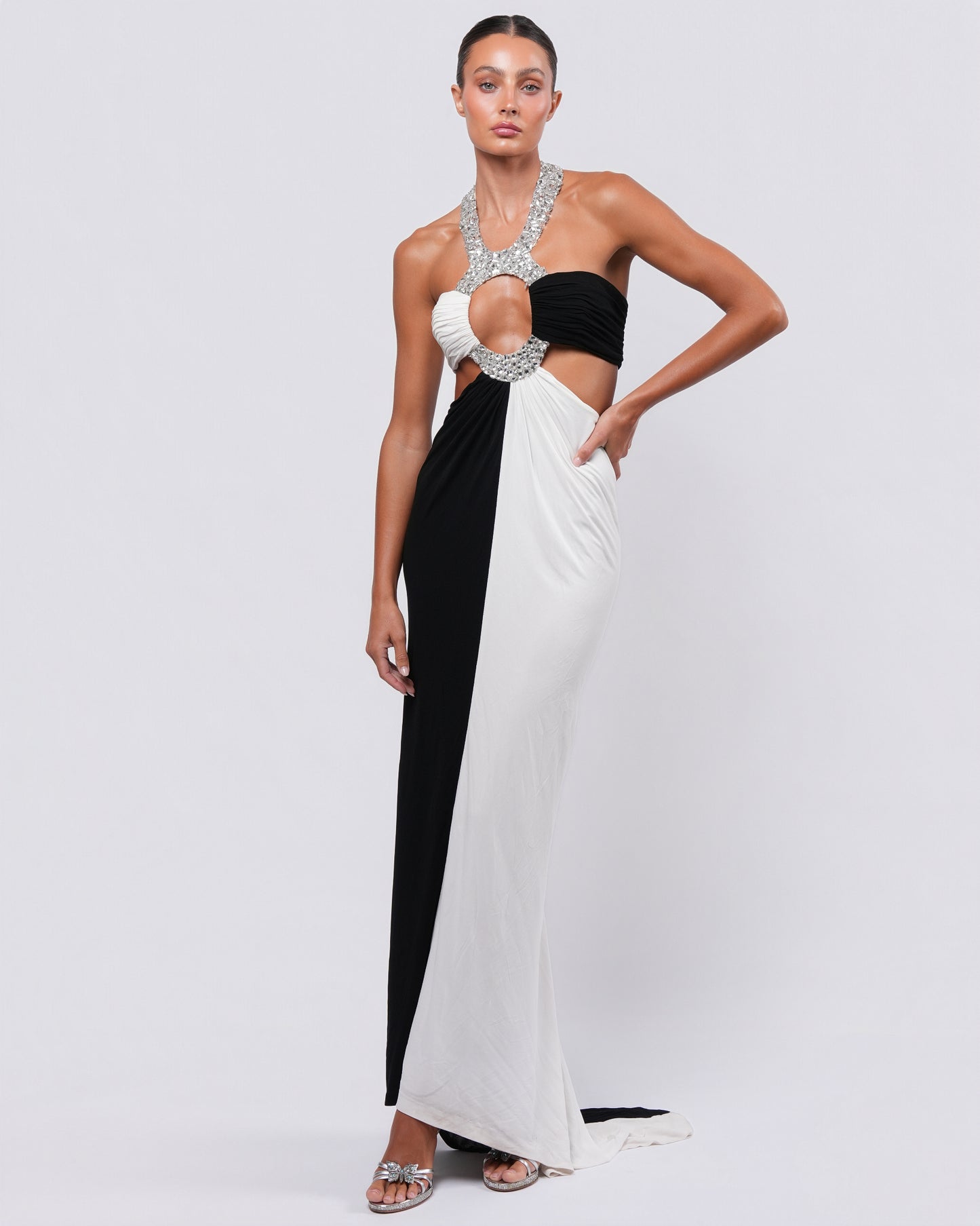 c. 1990s Embellished Bicolor Gown