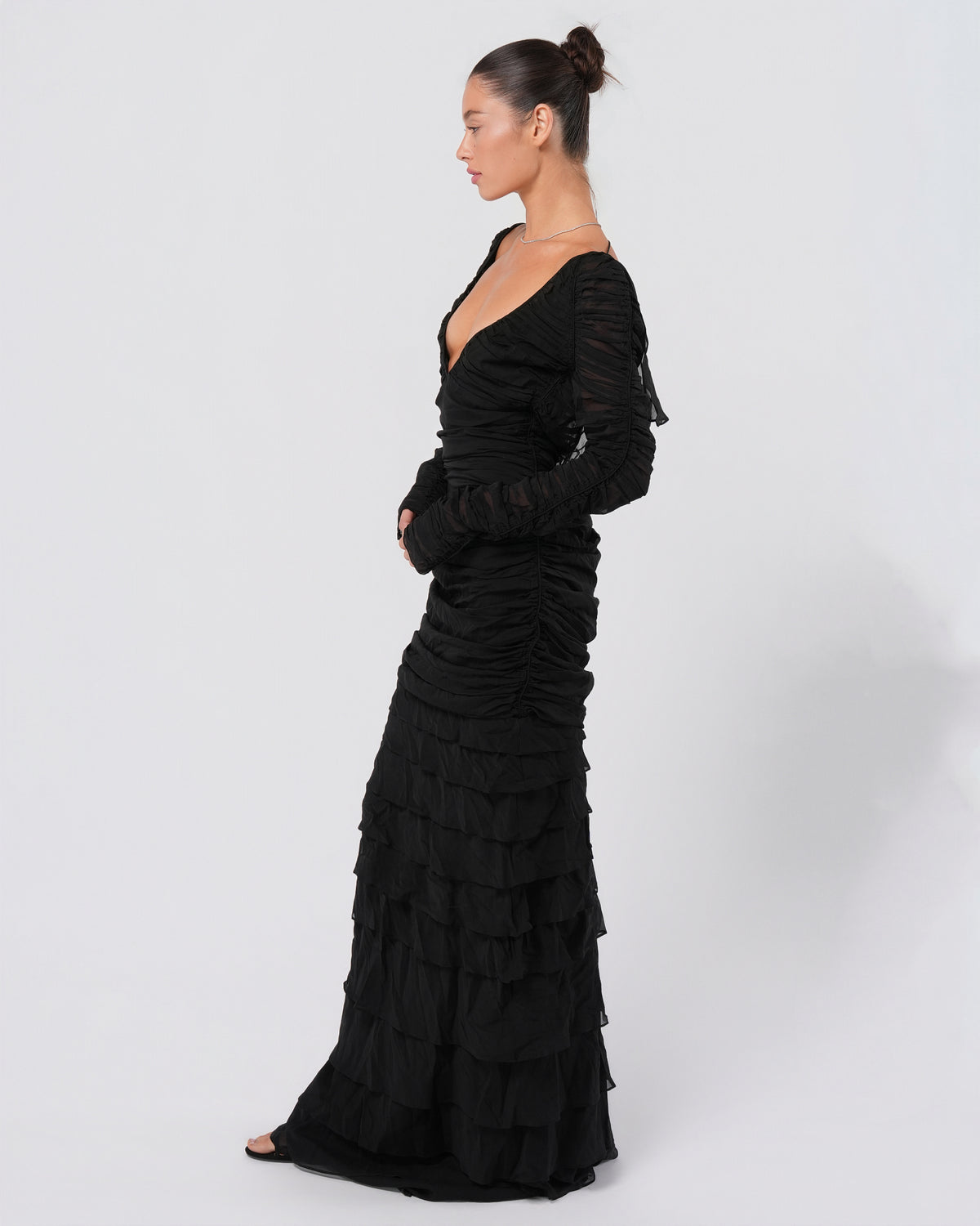 SS 2003 Silk Ruched Backless Gown