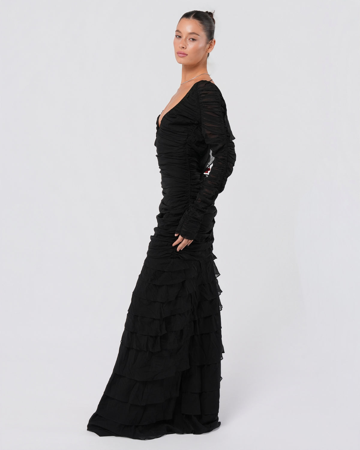 SS 2003 Silk Ruched Backless Gown