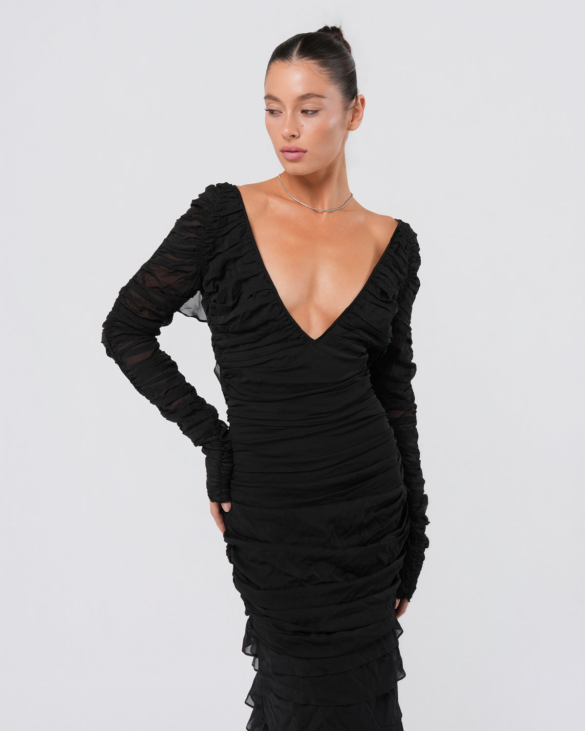 SS 2003 Silk Ruched Backless Gown