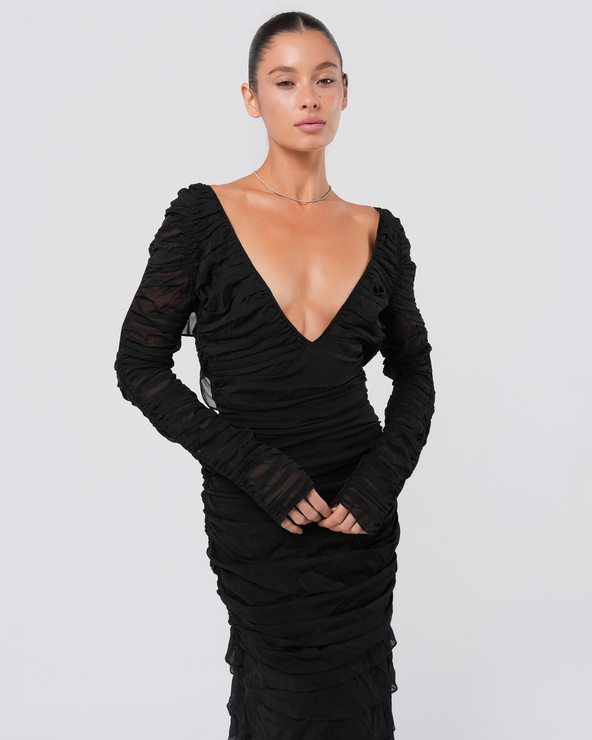 SS 2003 Silk Ruched Backless Gown