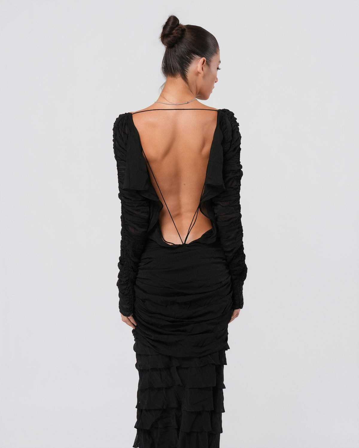 SS 2003 Silk Ruched Backless Gown