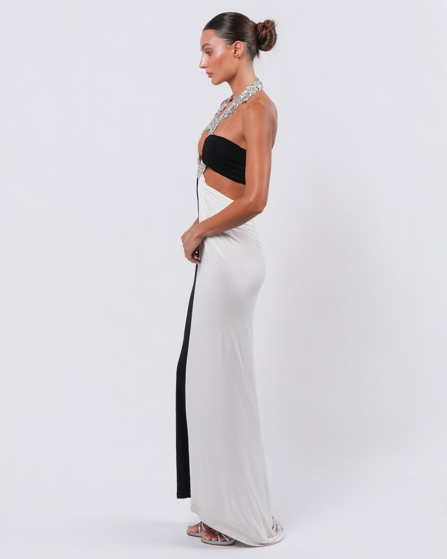 c. 1990s Embellished Bicolor Gown