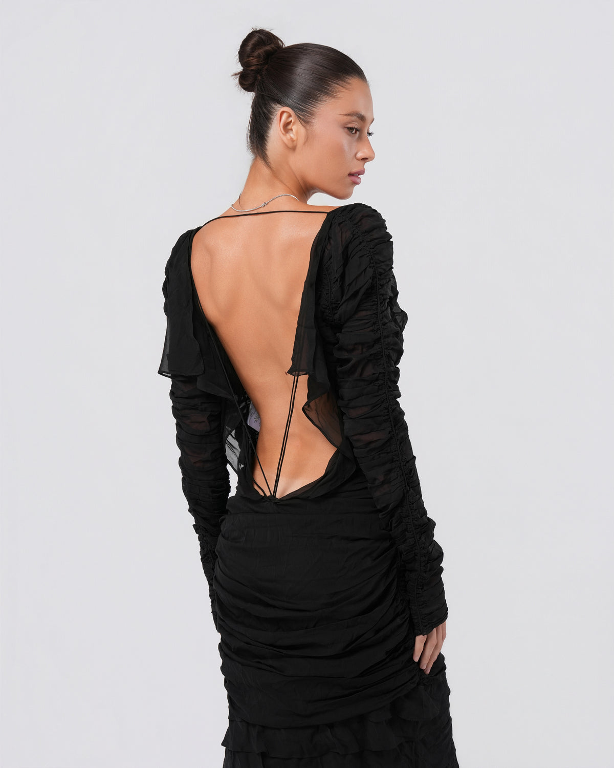 SS 2003 Silk Ruched Backless Gown
