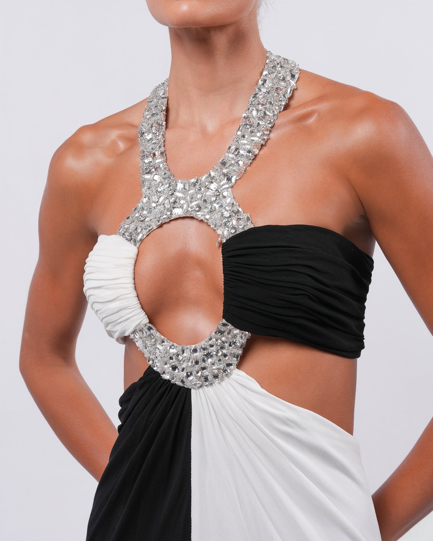 c. 1990s Embellished Bicolor Gown