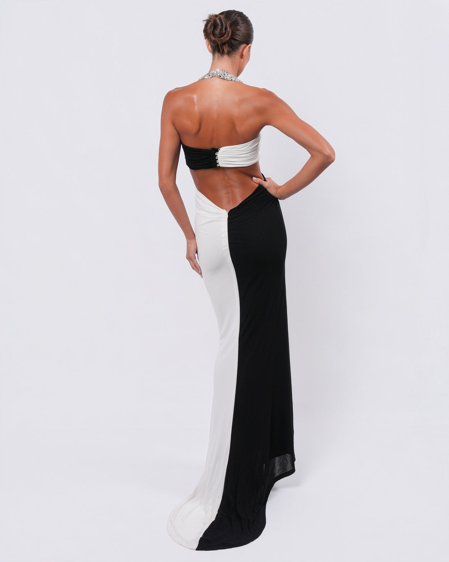 c. 1990s Embellished Bicolor Gown